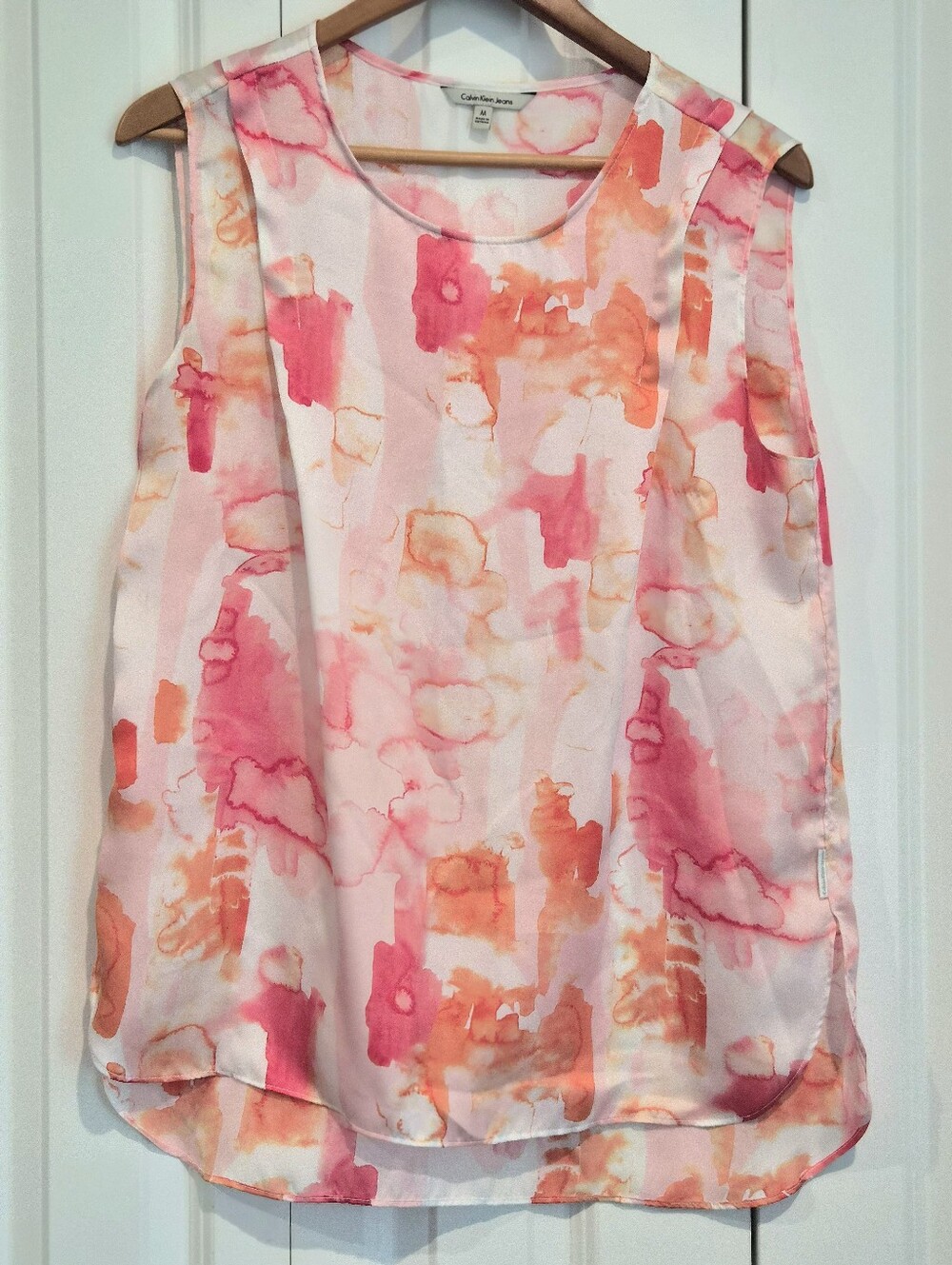​Calvin Klein Jeans Abstract Watercolor Sleeveless Blouse Medium
